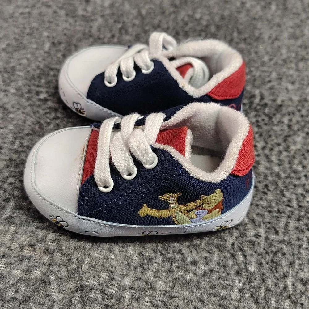Disney Winnie the Pooh Sneakers Baby Size 1 Navy Red (Crib Shoes Tigger)